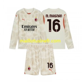 Maillot de Foot AC Milan Mike Maignan 16 Gardien Troisième 2024-25 Manches Longues - Enfant